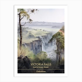 Victoria Falls National Park Zimbabwe Watercolour 1 Art Print