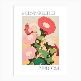 Morning Glories In Bloom Flowers Bold Illustration 2 Art Print