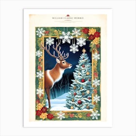 William Morris Christmas Tree With Deer Art Print