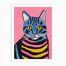 Striped Cat 9 Art Print