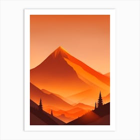 Misty Mountains Vertical Composition In Orange Tone 98 Art Print