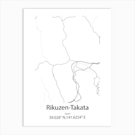 Rikuzen Takata,Japan Minimalist Map Art Print