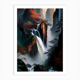 Huangshan Waterfall, China Nat Viga Style (2) Art Print