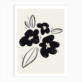 Flower Bouquet 2 Black White Art Print