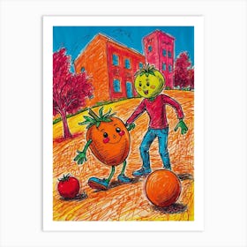 Boy And An Orange Art Print