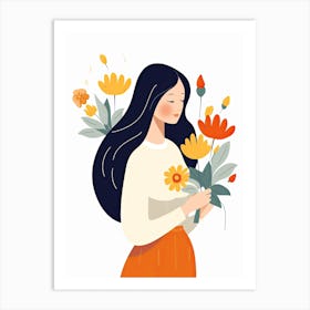 Bloom Body Art Woman With Flowers Art Print