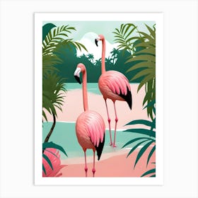 Tropical Flamingo Paradise Art Print