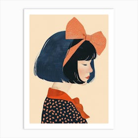 Girl With A Bow Art Print