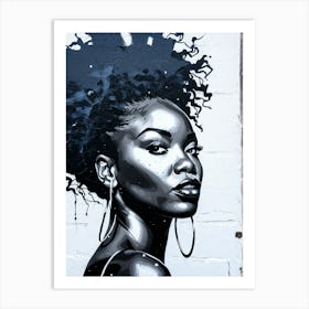 Graffiti Mural Of Beautiful Black Woman 243 Art Print