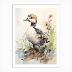 Storybook Animal Watercolour Duck 3 Art Print