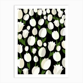 Tulip Field | 06 - Black And White Art Print