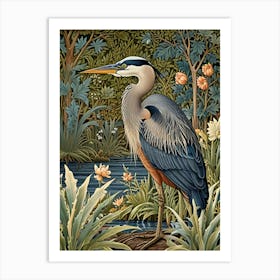 William Morris Blue Heron Art Print