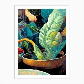 Oil Painting Plant In A Pan Art Print
