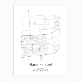 Harenkarspel,Netherlands Minimalist Map Art Print