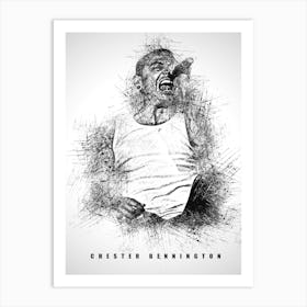 Chester Bennington Guitarist Sketch Art Print