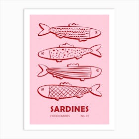 Sardines in Pink and Red Art Print