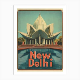 Aihrgdesign A 1970s Inspired Travel Poster For New Delhi 2 Art Print