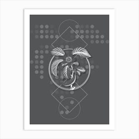 Vintage Chinese Quince Botanical with Line Motif and Dot Pattern in Ghost Gray n.0002 Art Print