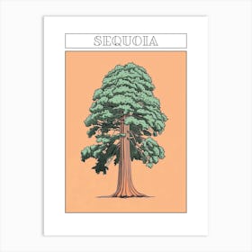 Sequoia Tree Minimalistic Drawing 3 Poster Art Print