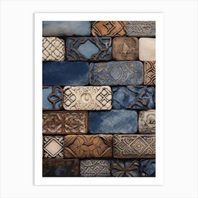 Blue And White Tile Wall Art Print