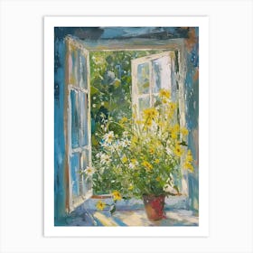 Daisy Flowers On A Cottage Window 4 Art Print