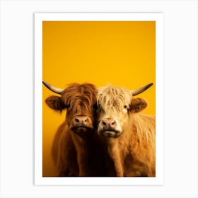 Portrat Of Two Highland Cows Art Print