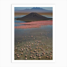 Flamingos In The Desert Art Print