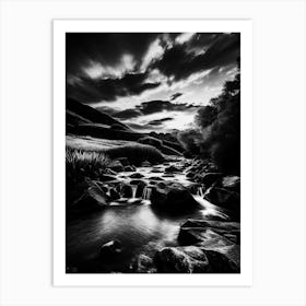 Black And White River Art Print