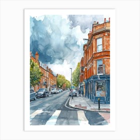 Hackney London Borough   Street Watercolour 1 Art Print