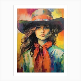 Vintage Cowgirl Painting 2 Art Print