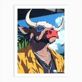 Bull With Sunglasses 1 Art Print