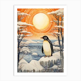 Winter Bird Painting Penguin 4 Art Print