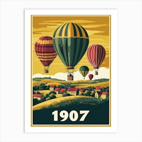 Aihrgdesign A Vintage Travel Poster Of A 1907 Hot Air Balloon 93c43f1f Cda7 4ae8 Bdad 3ffde2abccfb 2 Art Print