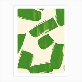 Green Brushstrokes Art Print