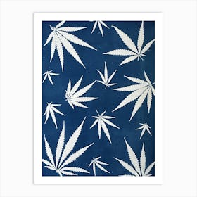 Cyanotype blue hemp leaf Art Print