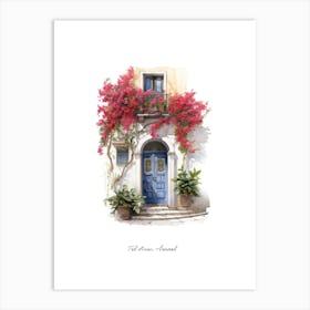 Tel Aviv, Israel   Mediterranean Doors Watercolour Painting 4 Poster Art Print