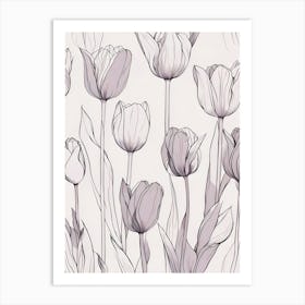 Tulips on Beige Art Print