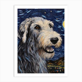 Irish Wolfhound Starry Night Dog Portrait Art Print