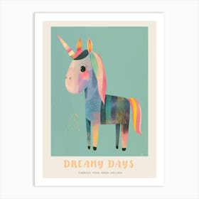 Rainbow Pastel Unicorn Storybook Style 4 Poster Art Print