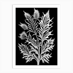 Thistle Leaf Linocut Art Print