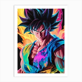 Goku Dragon Ball Z Neon Iridescent (24) Art Print