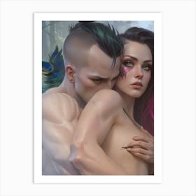 Warrior Couple, lovers embrace Sophia Brave Art Print