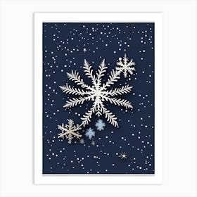 Fernlike Stellar Dendrites, Snowflakes, Retro Minimal 1 Art Print