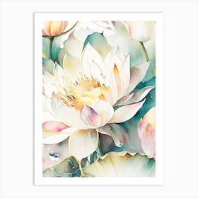 Lotus Flower Repeat Pattern Storybook Watercolour 2 Art Print