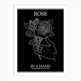 Rose In A Hand Line Drawing 4 Poster Inverted Art Print