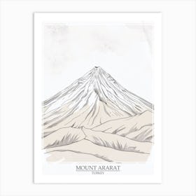 Mount Ararat Turkey Color Line Drawing 5 Poster Art Print