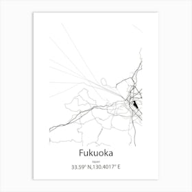 Fukuoka,Japan Minimalist Map Art Print