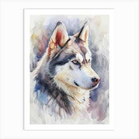 Siberian Husky Watercolor Painting 4 Art Print