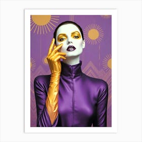 Woman In Purple And Gold 1 Art Print