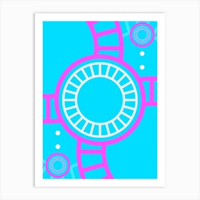 Geometric Glyph in White and Bubblegum Pink and Candy Blue n.0075 Art Print